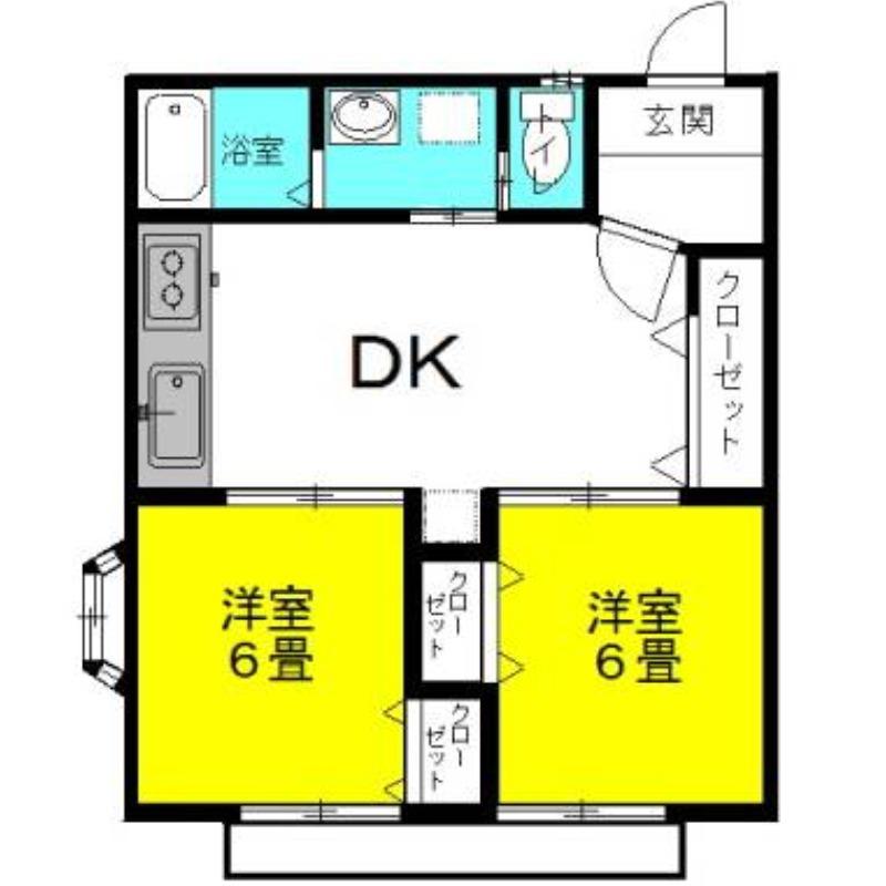 ラフォンテ・レパードII(2DK/1階)の間取り写真
