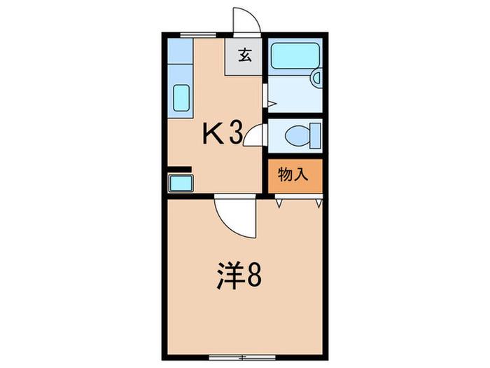 クレセント渡辺 C(1K/1階)の間取り写真