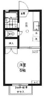 パークサイドシャトレWS-B棟(1K/1階)の間取り写真