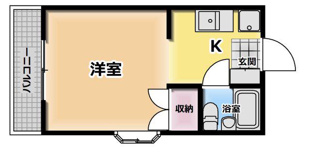 善通寺コーポ(1K/2階)の間取り写真