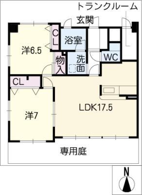GLORY COURT(2LDK/1階)の間取り写真