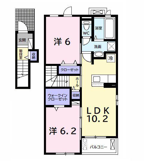 グランド II(2LDK/2階)の間取り写真