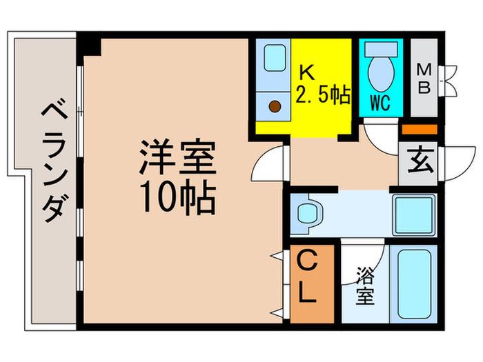 コンフォータブル川西(1K/3階)の間取り写真