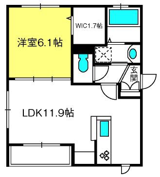 QUINTETTO DI CASA(1LDK/1階)の間取り写真
