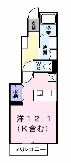 メゾンアルモニー(ワンルーム/1階)の間取り写真