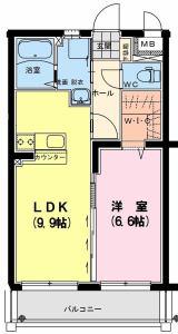 コハル パレス(1LDK/4階)の間取り写真