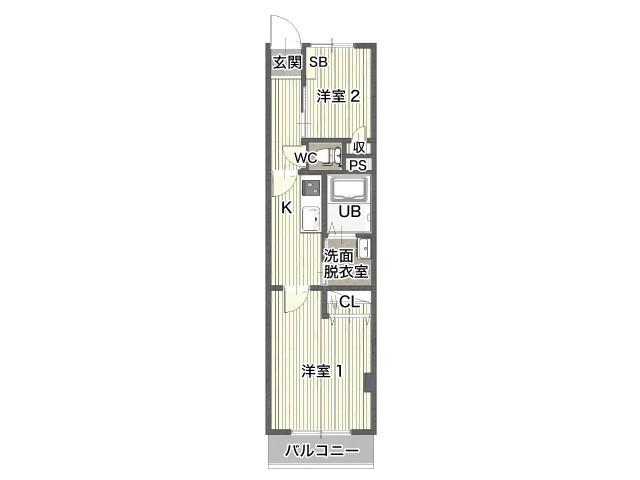 マンションサンシャイン(2K/1階)の間取り写真