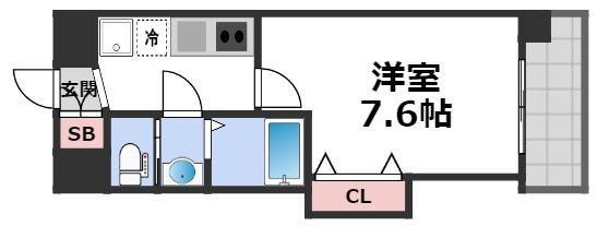 LUXE玉造I(1K/6階)の間取り写真