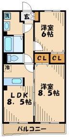 五月台プレイス(2LDK/2階)の間取り写真