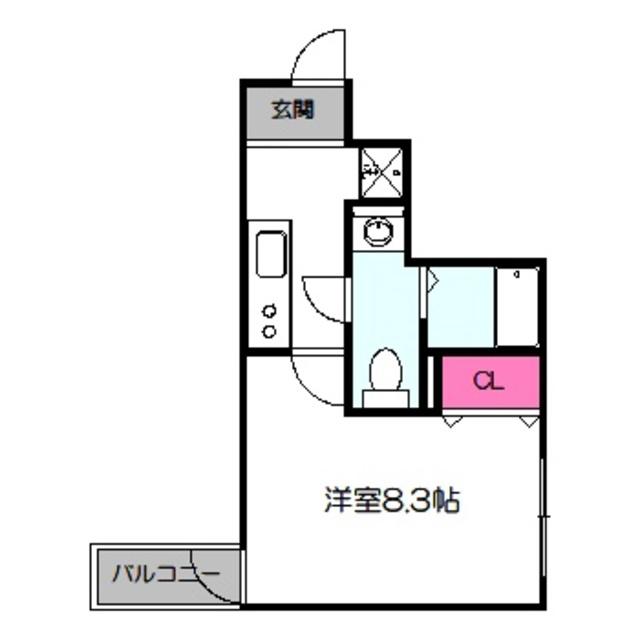 ロイヤルハイツ今市(1K/3階)の間取り写真