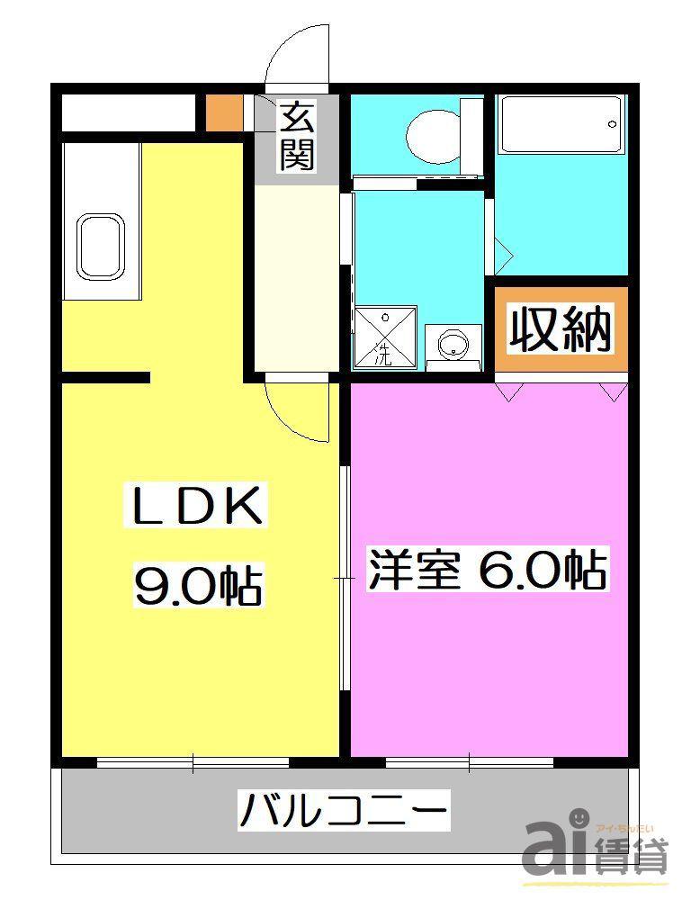 ホワイトスクエア(1LDK/2階)の間取り写真