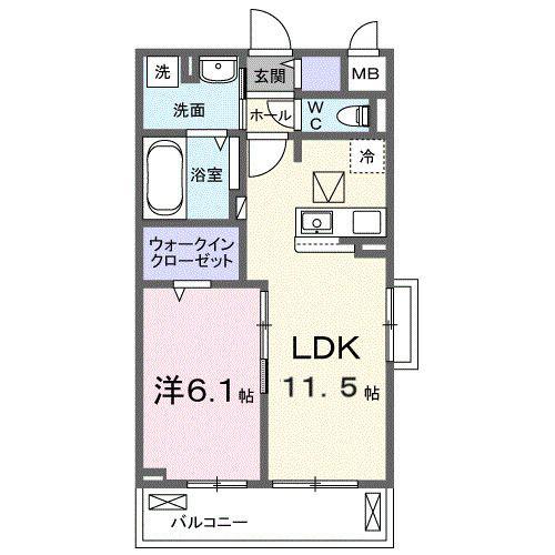ル グランシャリオ(1LDK/1階)の間取り写真
