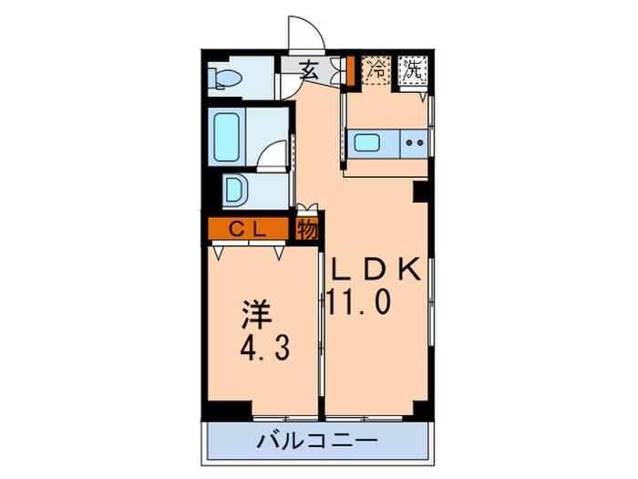 ASAI BUILDING(1LDK/4階)の間取り写真