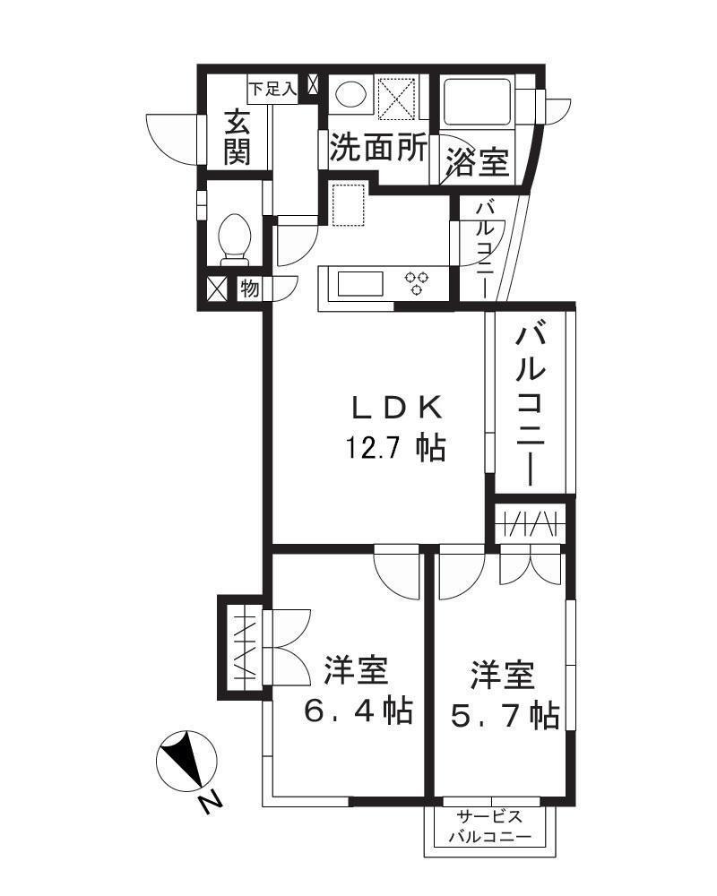 琳和ロイヤルコート(2LDK/2階)の間取り写真