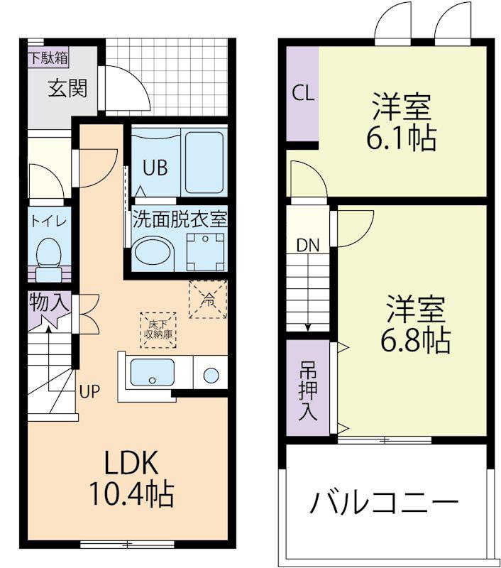 RESIDENCEA(2LDK/1階)の間取り写真