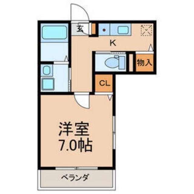 シモンズ(1K/1階)の間取り写真