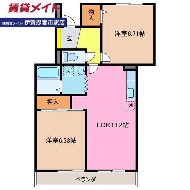 TORANO城西(2LDK/2階)の間取り写真