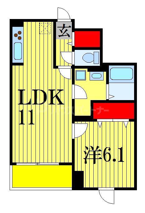 ウォーターラッド(1LDK/1階)の間取り写真