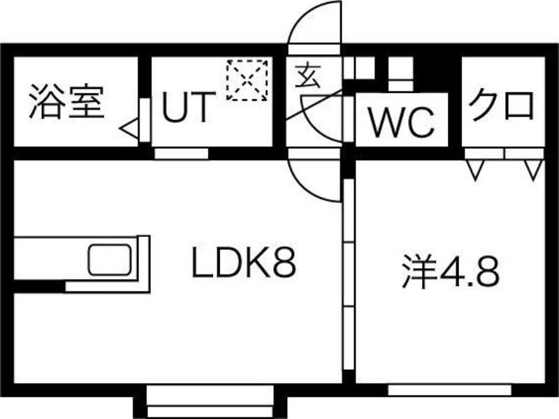 モンテN26(1LDK/3階)の間取り写真