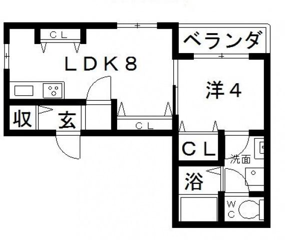 シャーメゾントラストプレイス長池町(1LDK/2階)の間取り写真