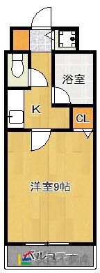 クロスステージ笹丘(1K/5階)の間取り写真