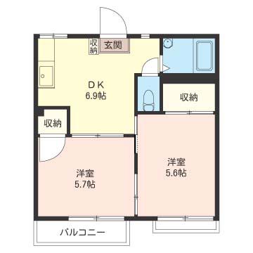 コーポヒカリ(2DK/2階)の間取り写真