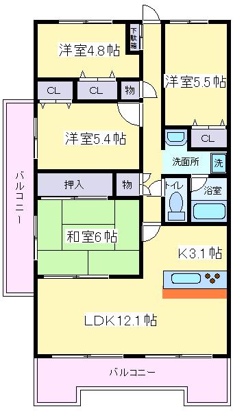 パークサイド南住吉(4LDK/1階)の間取り写真