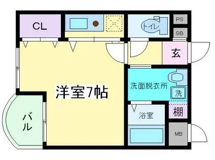 グランクレール・K(ワンルーム/4階)の間取り写真