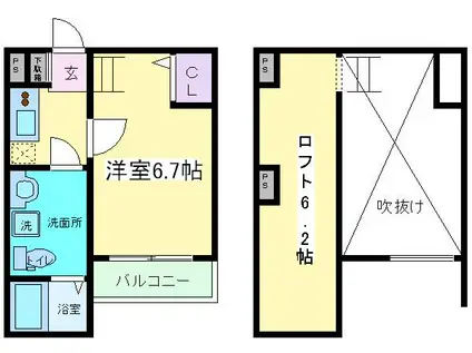 ビソラ我孫子(1K/1階)の間取り写真