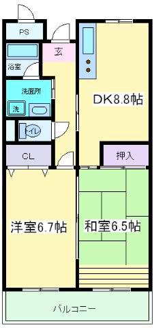 スギヒラハイツ(2LDK/2階)の間取り写真