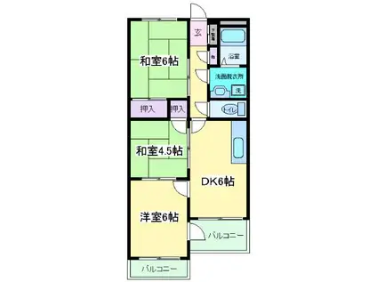 ハイネスアビコ(3DK/4階)の間取り写真