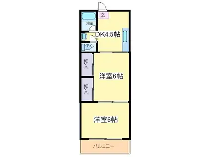 ニューマンション楠木(2DK/4階)の間取り写真