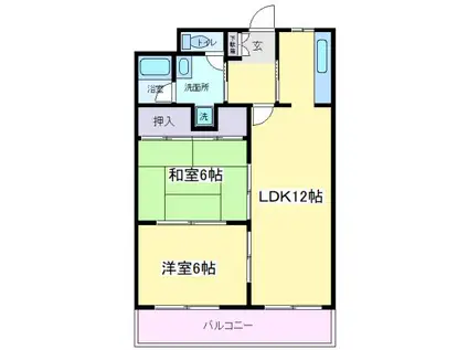 ドムス御崎(2LDK/4階)の間取り写真