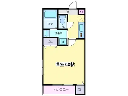 フジパレス杉本町駅西Ⅴ番館(1K/1階)の間取り写真