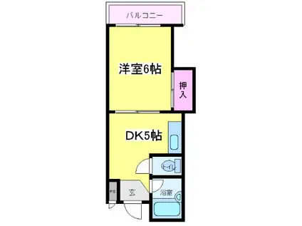 第2門口マンション(1DK/5階)の間取り写真