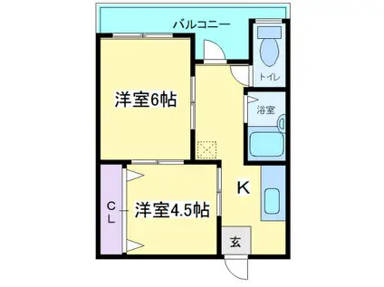 マンション楠木(2K/2階)の間取り写真