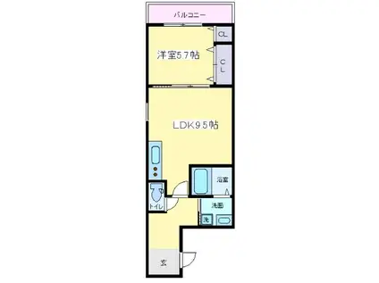 カーサデオーロ清水丘(1LDK/1階)の間取り写真