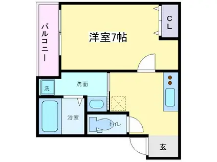 フジパレス住吉遠里小野Ⅱ番館(1K/3階)の間取り写真