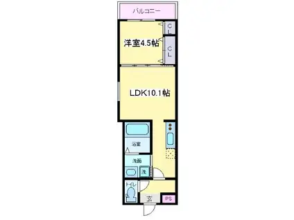 フジパレス上住吉(1LDK/2階)の間取り写真