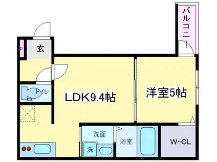 フジパレスあびこイースト(1LDK/2階)の間取り写真