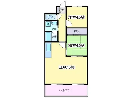 コーポナカイ(2LDK/4階)の間取り写真