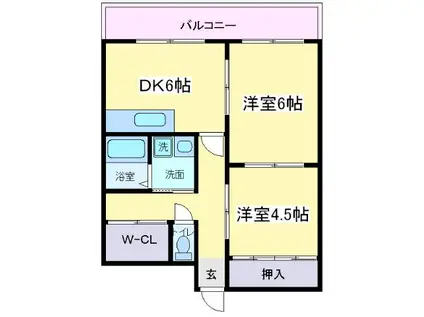 スカイハイム大喜(2DK/7階)の間取り写真