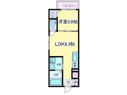 GRANDIR杉本町(1LDK/1階)の間取り写真