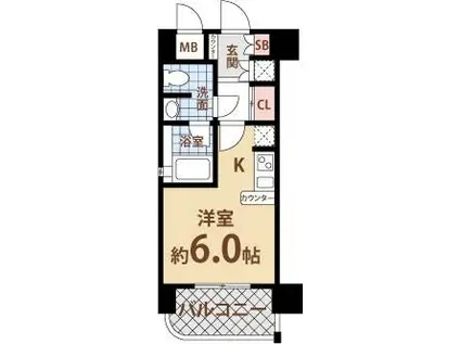 レジュールアッシュ長堀通南(1K/3階)の間取り写真