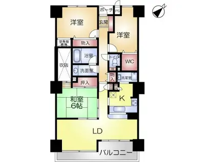 ライオンズマンション緑地公園(3LDK/2階)の間取り写真