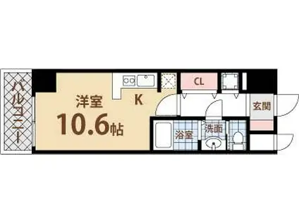 サムティ大阪ウエストグランジール(ワンルーム/3階)の間取り写真