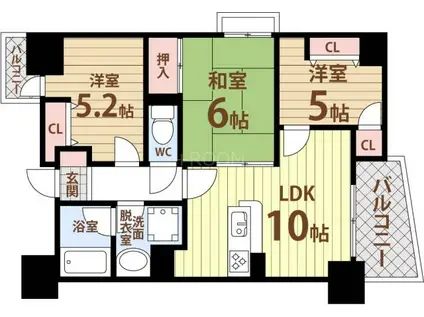 シーズ梅田西PL(3LDK/5階)の間取り写真