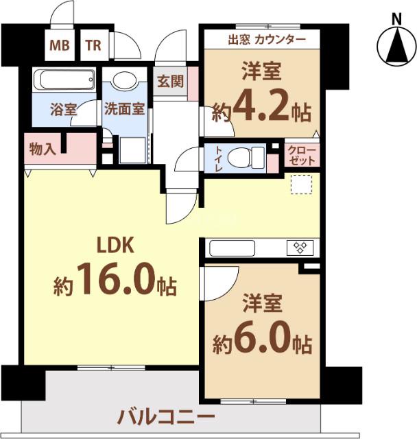 ペルル梅田シティウエスト(2LDK/5階)の間取り写真