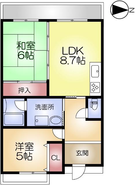 ヴェルノール布施PL(2LDK/地下階)の間取り写真