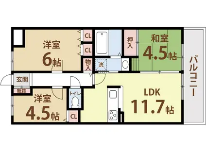 セントラル新大阪PL(3LDK/地下階)の間取り写真